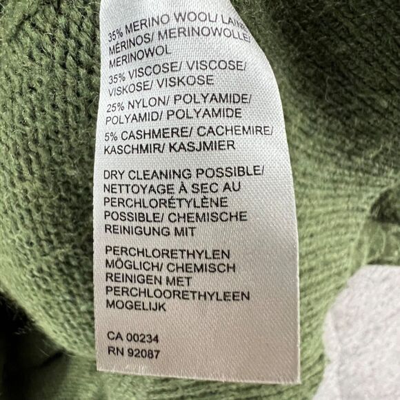 Saks Fifth Avenue Sweater Womens M Olive Green Merino Wool Cashmere Boxy Cozy - Picture 12 of 13